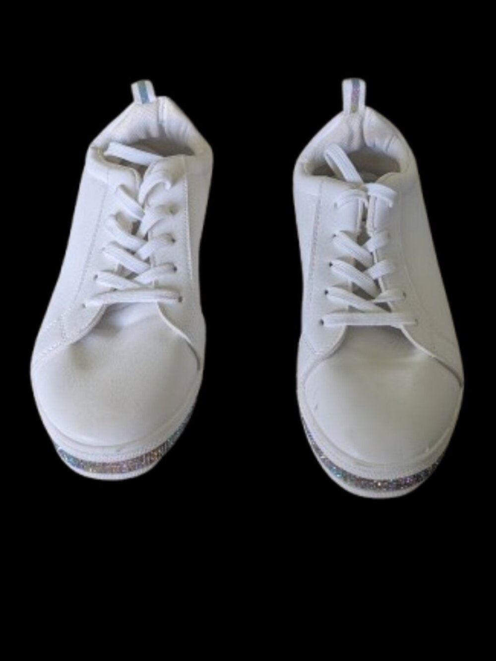 White Sneakers with Silver Trim Size 10